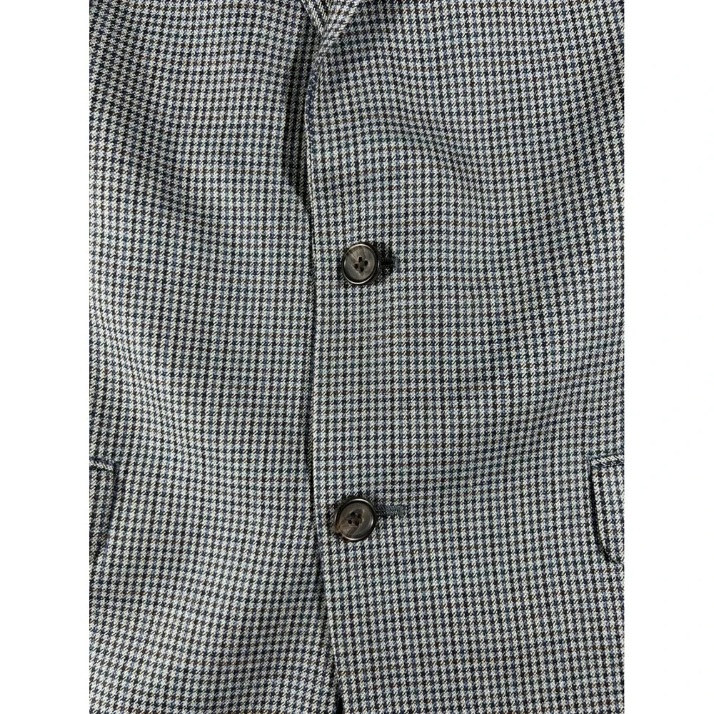 Lauren Ralph Lauren Jacket Mens 42L Gray Houndstooth Lined Silk Blend Preppy